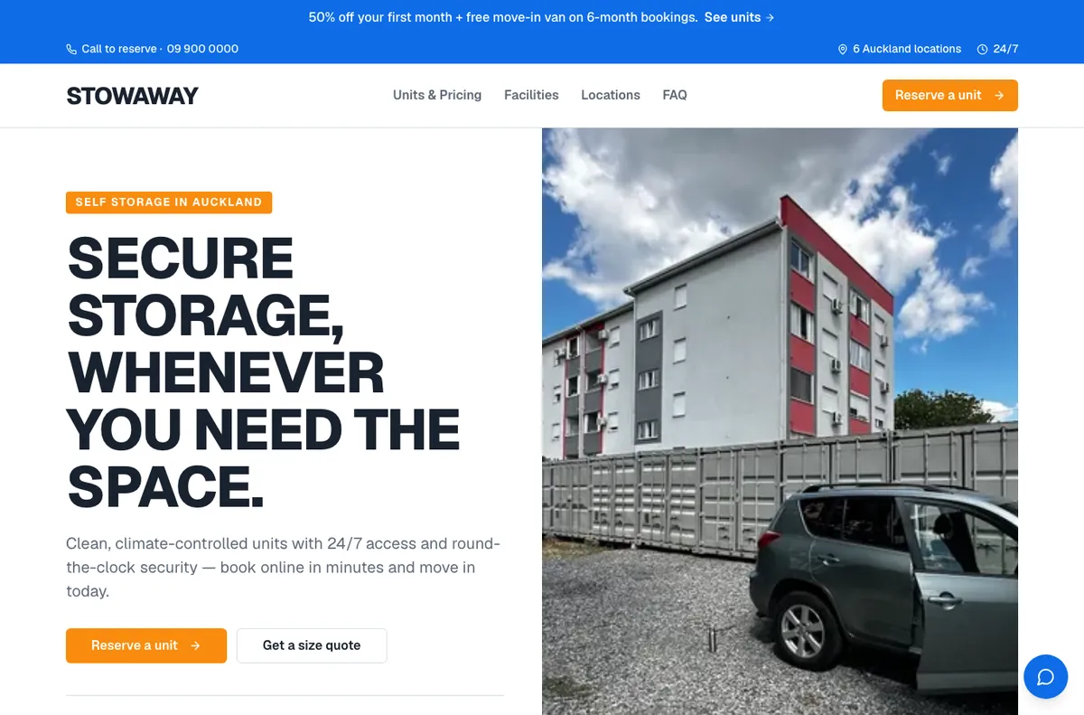 Stowaway — self storage pricing site
