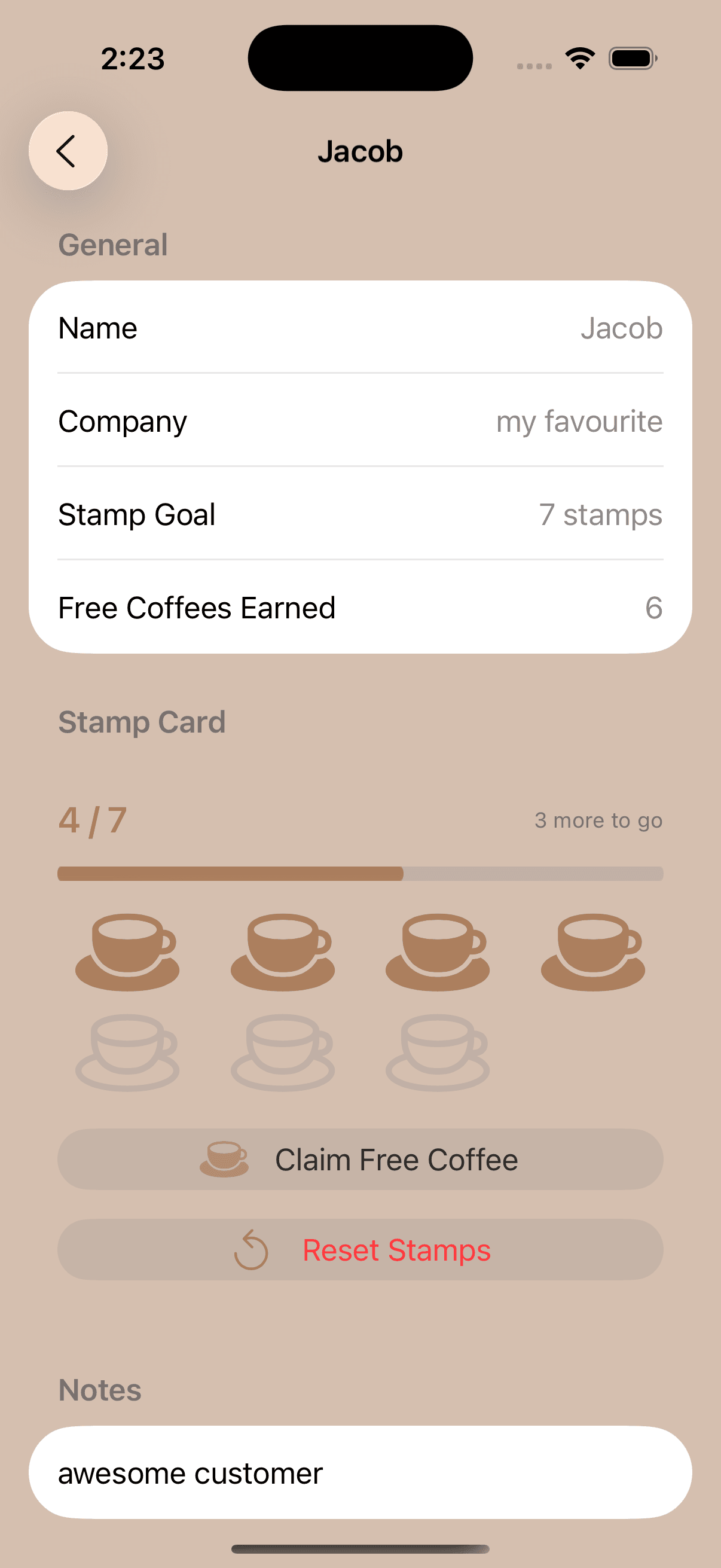 CoffeeStamp — 카드 상세